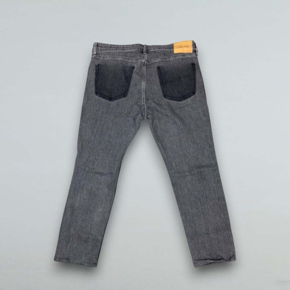Men’s Slim Fit Gray Stretch Denim Jeans W38 L30 Distressed Pocketless Back - Picture 4 of 6